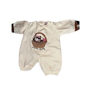 Vintage R4A Pink Fleece Baby Romper Fleece Cat 6-9 Months "Little Kitty"